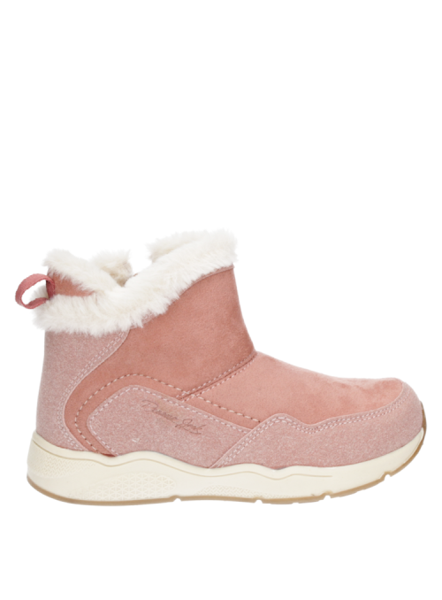 Botín rosado de niña, estilo delicado y resistente, ideal para actividades al aire libre.