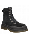 Botín negro de cuero gamuzado para mujer, estilo informal, taco plano de 4.5 cm, ideal para un look moderno.