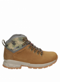 Botín camel para hombre, mezcla de cuero y textil, caña de 12 cm.