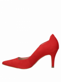 Elegante zapato rojo de cuero Pollini para mujer, ideal para oficina y eventos sociales.