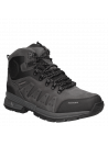 Calzado outdoor de cuero gris, botín para hombre con taco plano y caña de 12 cm, resistente al agua.