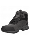 Botín gris de cuero y textil para hombre, ideal para actividades outdoor con tecnología waterproof.