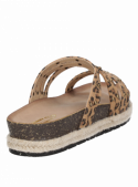 Calzado de mujer animal print, sintético, informal, con taco plano y diseño fresco para días cálidos.