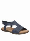Sandalia de mujer en color azul, ideal para looks informales en verano, diseño cómodo y versátil.