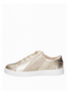 calzado dorado urbano de cuero para mujer con caña de 6 cm y punta redonda.