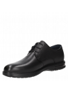 Elegante zapato derby de cuero negro para hombre, casual y confortable.