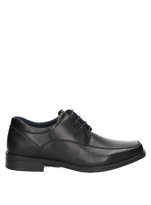 Zapato de vestir negro de cuero para hombre, modelo, punta cuadrada.