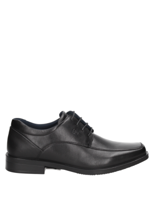 Zapato Relaxed Hombre Zapato de vestir negro de cuero para hombre, modelo, punta cuadrada.