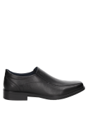 Zapato de cuero negro con plantilla FOOT PILLOW para máxima comodidad.