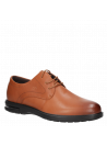 Zapato derby camel de cuero para hombre, estilo casual y cómodo.