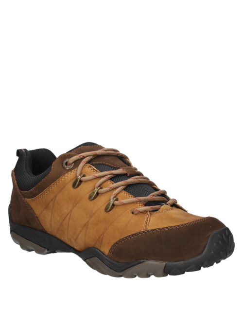 zapatilla café de cuero para hombre, estilo outdoor, resistente y cómoda.