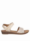 Sandalia femenina beige, estilo casual, sintético, para disfrutar del verano.