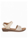 Sandalia femenina beige, estilo casual, sintético, para disfrutar del verano.
