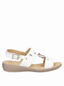 Sandalia informal de cuero blanco, diseño anatómico que ofrece confort y bienestar.