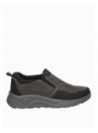 Zapatilla gris de cuero para hombre, estilo casual, con taco plano de 3.5 cm y punta redonda.