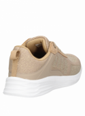 zapatilla beige femenina de mujer con taco plano de 3 cm y punta redonda
