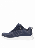 calzado femenino azul de estilo urbano con taco plano de 3 cm y punta redonda