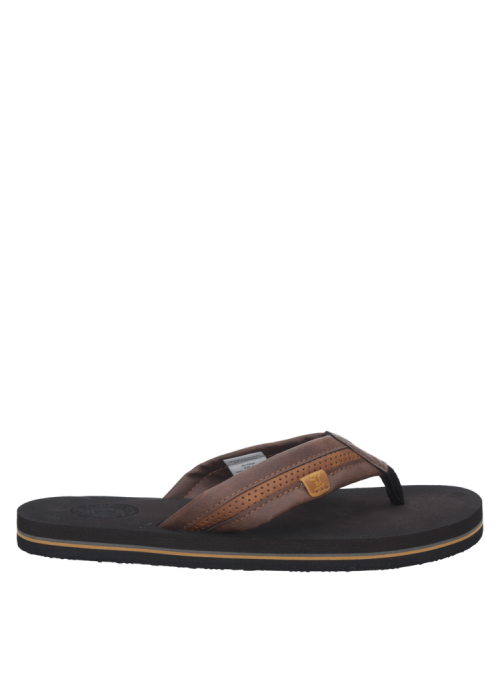 "Sandalia marrón de hombre con diseño hawaiano casual, tiras cruzadas en ""Y"" y detalle central, ideal para el verano. "