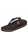 Sandalia de hombre en cuero marrón, estilo casual, con taco plano de 2 cm y punta abierta.
