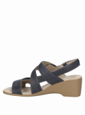 Sandalia de cuero azul, diseño casual femenino, ideal para el verano, con forro de PU.