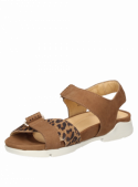 Sandalia de cuero animal print para mujer, estilo informal, ideal para días calurosos.