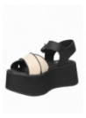 Sandalia blanca de cuero para mujer con diseño contemporáneo y taco plano de 7 cm.