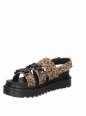 Sandalia de cuero animal print para mujer, diseño contemporáneo con taco plano de 5.5 cm.