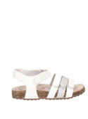Sandalia blanca casual para niña, con detalles brillantes y cierre ajustable, ideal para salidas familiares.