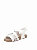 Sandalia blanca casual para niña con varias correas al frente, algunas con detalles brillantes, ideal para uso diario.