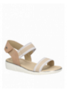 Calzado de cuero beige, taco plano estiliza sin perder comodidad, ideal para uso diario.