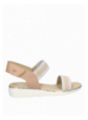 Sandalia de mujer beige en cuero premium, plantilla cómoda, perfecta para días calurosos.
