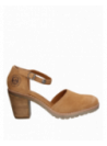 Sandalia camel de cuero, diseño casual para mujer, adecuada para estar en casa.