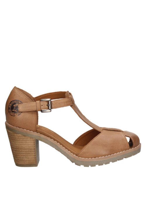 Sandalia femenina camel de cuero, versátil y cómoda, perfecta para combinar con pantalones de lino en un look casual.