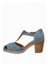 Sandalia de cuero azul para mujer, con correa ajustable, ideal para eventos semiformales al aire libre.