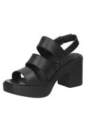 Sandalia casual de cuero negro para mujer, perfecta para ocasiones especiales, con taco bloque.