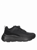 Calzado urbano negro para mujer, estilo moderno, taco plano y punta redonda, comodidad prolongada.