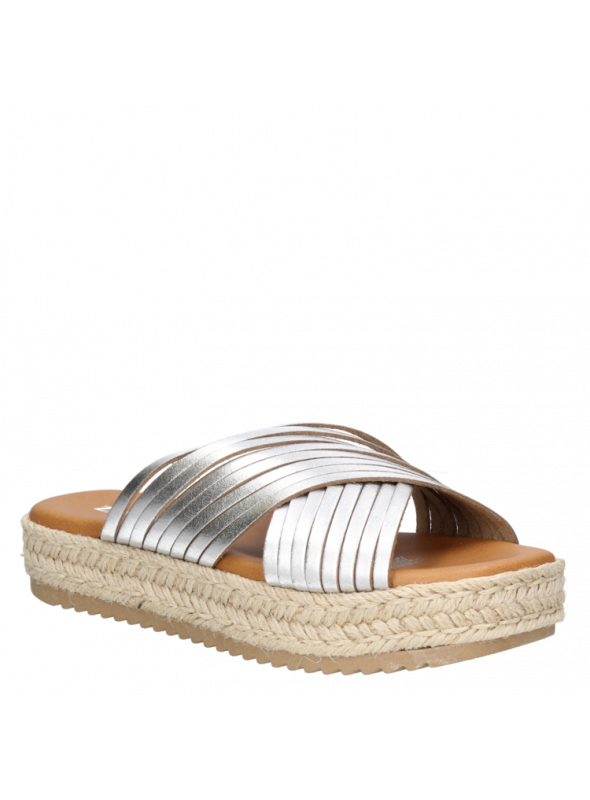 Sandalia negra de cuero para mujer, diseño contemporáneo, cómoda y fresca con taco plano y forro suave.