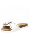 Zappa G397, sandalia de cuero blanco para mujer, diseño con tachas y punta abierta, estilo irreverente.