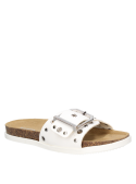 Sandalia de cuero blanco con tachas para mujer, diseño contemporáneo y vanguardista de Zappa G397.