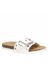 Sandalia de cuero blanco con tachas para mujer, diseño contemporáneo y vanguardista de Zappa G397.