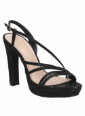 Sandalia de vestir negra con plataforma y taco alto, estiliza la figura y es ideal para un look chic y distinguido.