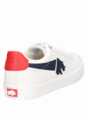 Zapatilla de cuero blanca para hombre, diseño casual con forro textil y altura de caña de 7 cm.