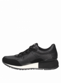 Zapatilla negra de mujer Gioseppo G173 con taco cuña de 4 cm y punta redonda.