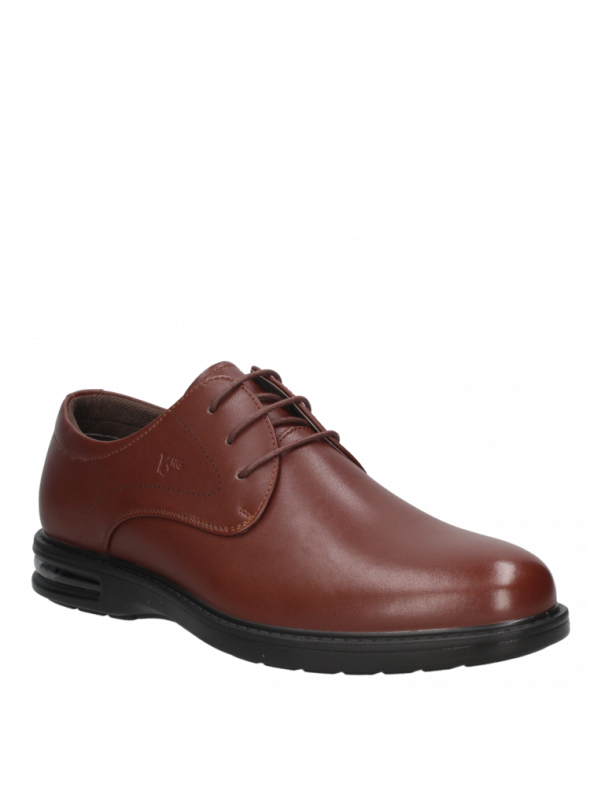 Zapato derby negro de cuero para hombre, estilo casual, elegante y cómodo.