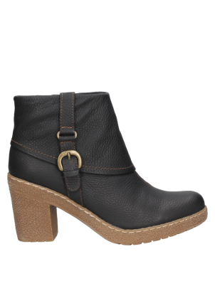 Botín Stick Out Mujer Botín negro de cuero para mujer con diseño casual, hebilla decorativa y costura visible para un look urbano refinado.