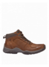 Botín café casual para hombre, de cuero y textil, ideal para actividades al aire libre por su robustez.