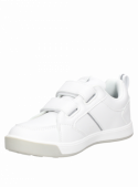 Zapatilla colegial blanca para niño con velcro, diseño moderno y funcional, ideal para uso diario y actividades.