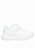 Calzado colegial blanco para niño, mezcla de materiales sintéticos y textiles, ideal para combinar con ropa casual.