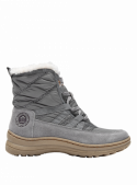 Botín gris de mujer con revestimiento acolchado y texturizado, ofreciendo protección y comodidad térmica.