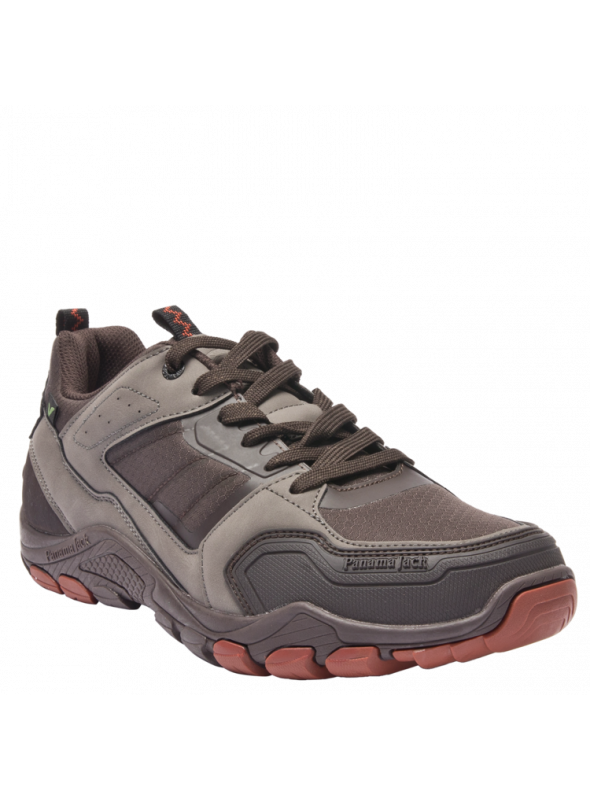 Zapatilla gris de hombre con textura entretejida y paneles de caucho para mayor durabilidad y soporte.